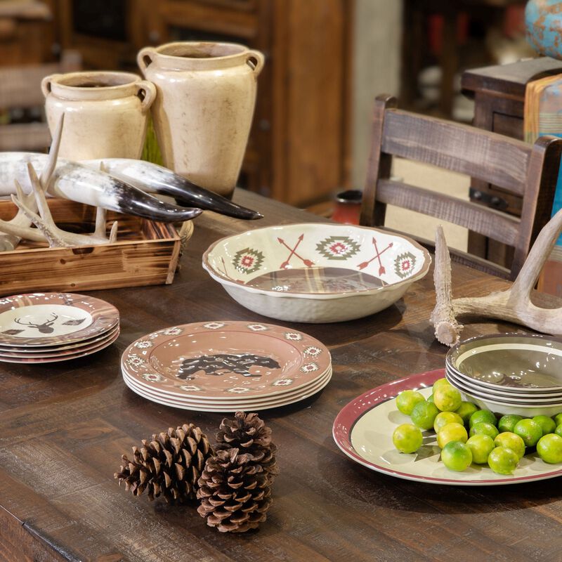 Aztec Bear 14-Piece Melamine Dinnerware Set image number 1
