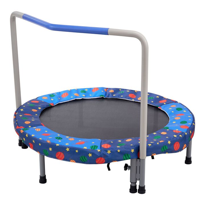 Foldable Kids Trampoline with Safety Handle, Mini Rebounder for Outdoor Toddler Play