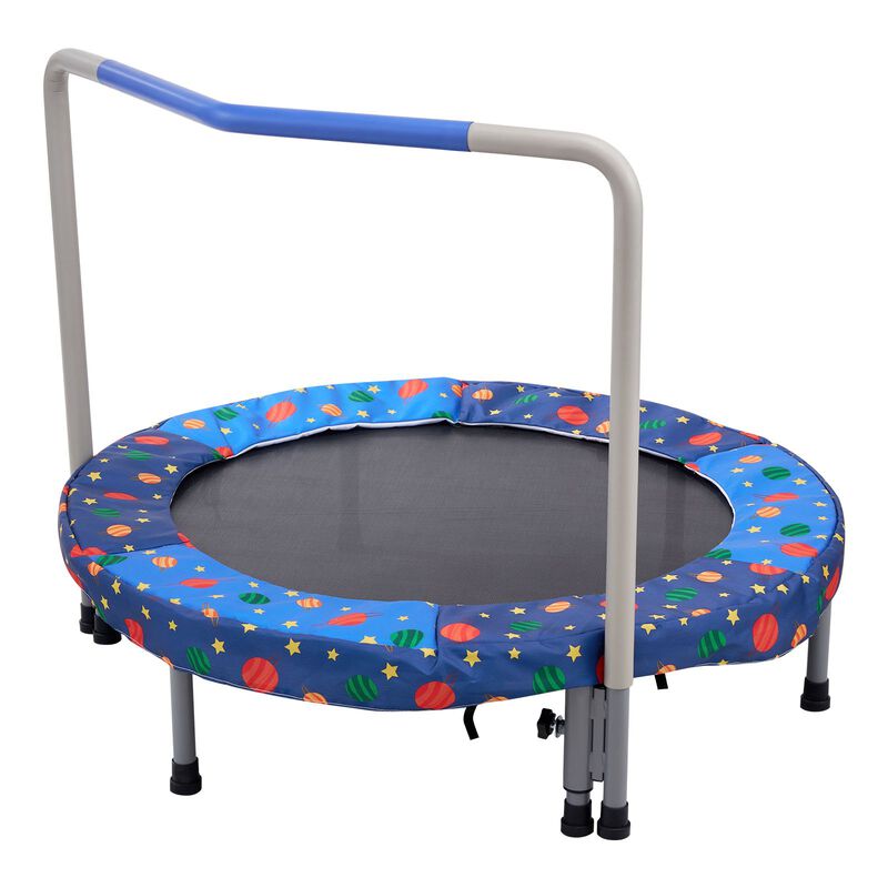 Foldable Kids Trampoline with Safety Handle, Mini Rebounder for Outdoor Toddler Play image number 0