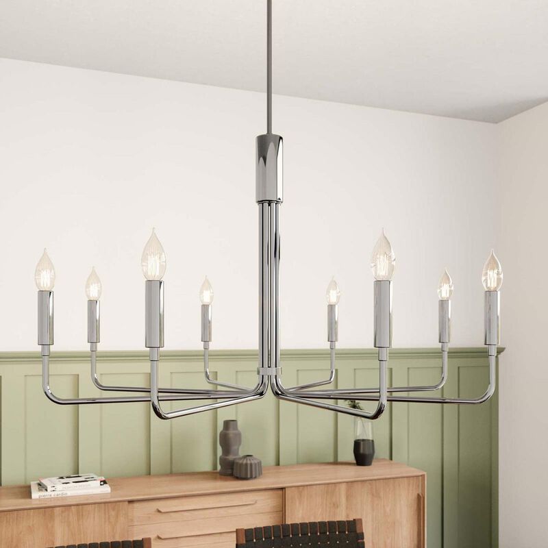 Modway Rekindle 8-Light Chandelier in Polished Nickel, Silver, 25 x 47.5 x 77.5 image number 2