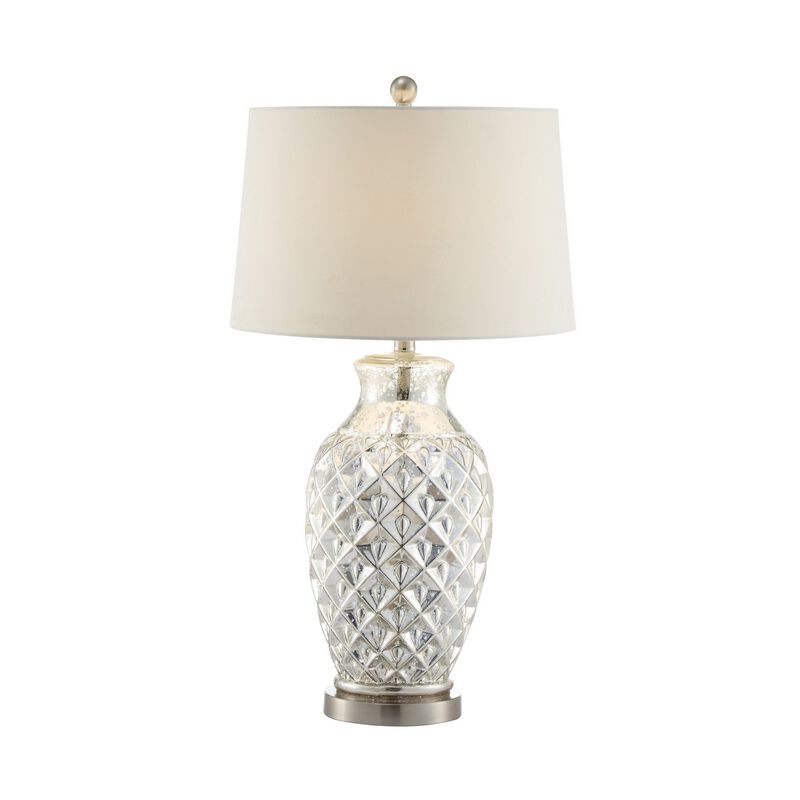 30 Inch Table Lamp with Diamond Textured Base, Set of 2, Glass, Clear-Benzara image number 2