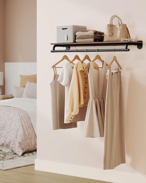 Clothes Rack with Top Shelf for Extra Storage and Organization
