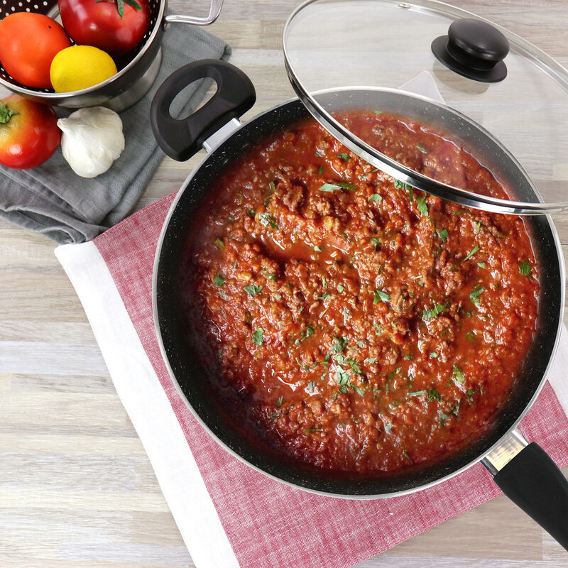 Oster Pallermo 3.5 Quart Aluminum Nonstick Saute Pan in Charcoal with Lid