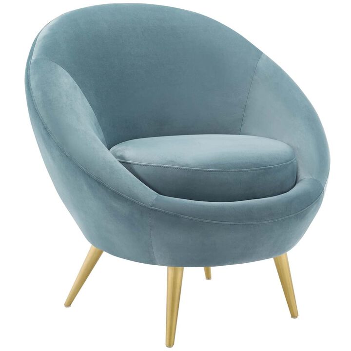 Modway Circuit Modern Performance Velvet Curved Back Accent Lounge Living Room Chair in Light Blue