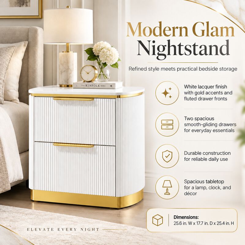 Lioraque Fluted 2-Drawer Nightstand image number 3