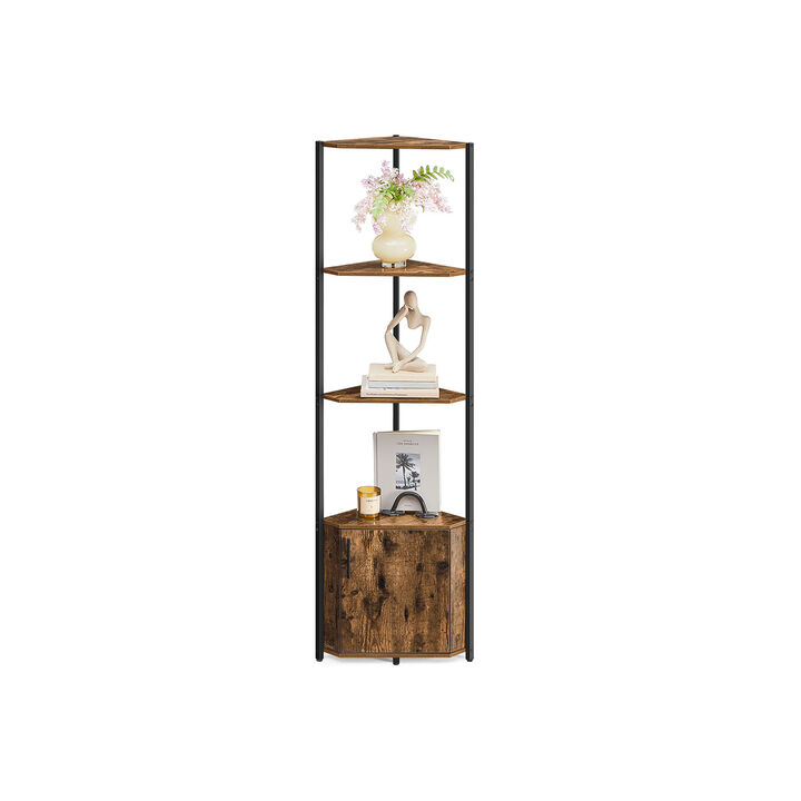 Corner Shelf Unit with 5 Tiers – Tall Freestanding Organizer Rack for Home, Office, or Small Spaces