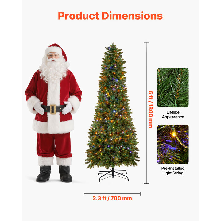 VEVOR Christmas Tree 6ft Xmas Tree with 240 Colorful LEDs & 11 Lighting Modes