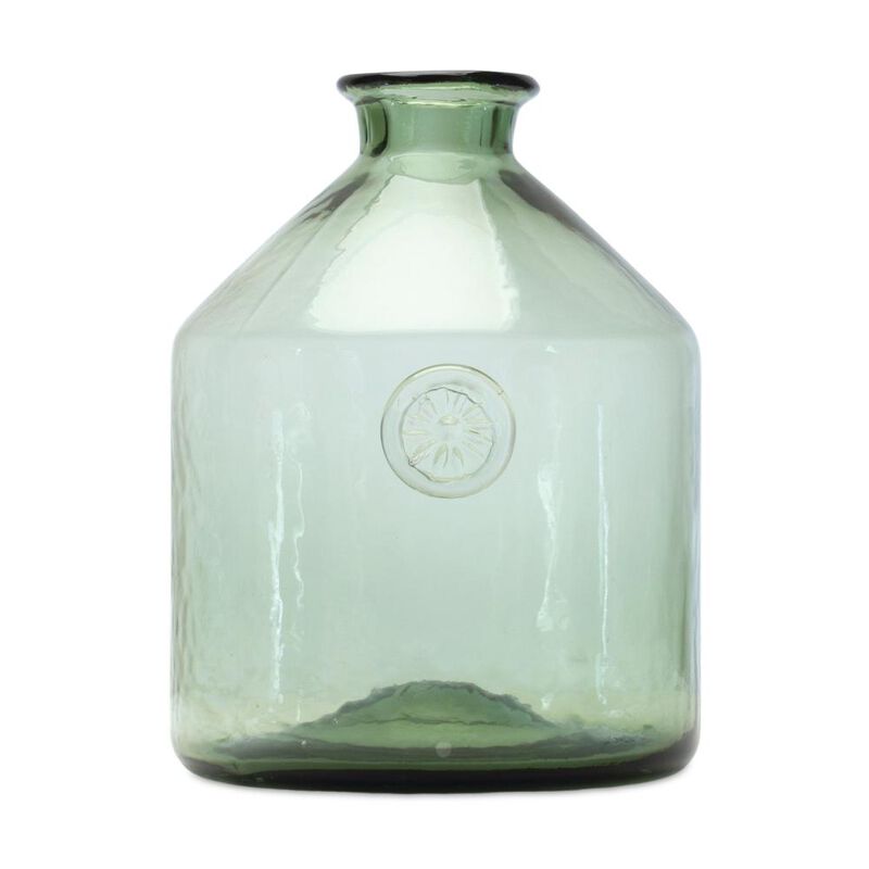Hivvago 9 Inch Sage Green Cylinder Glass Table Vase