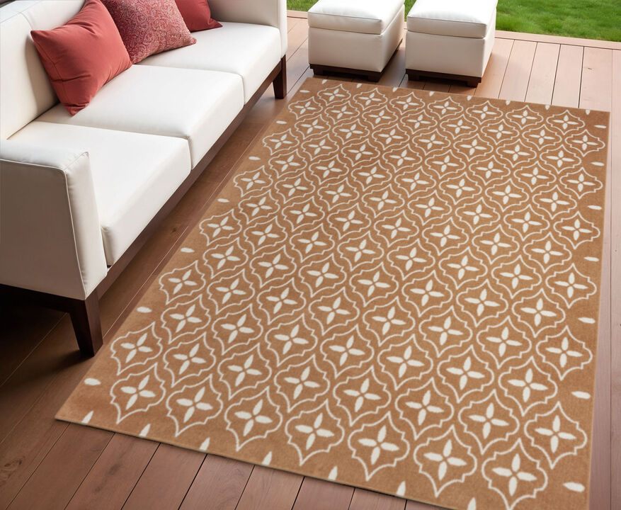HomeRoots 4' X 6' Copper Geometric Indoor Outdoor Area Rug