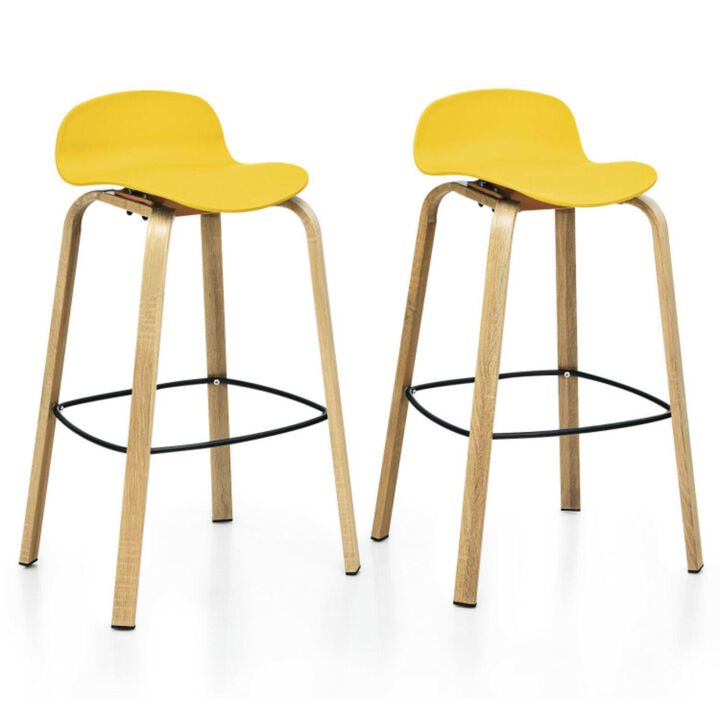 Hivago Set of 2 Modern Barstools Pub Chairs with Low Back and Metal Legs