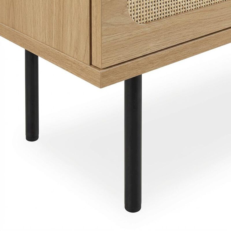 Wooden TV stand in brown with spacious surface and sturdy base image number 6