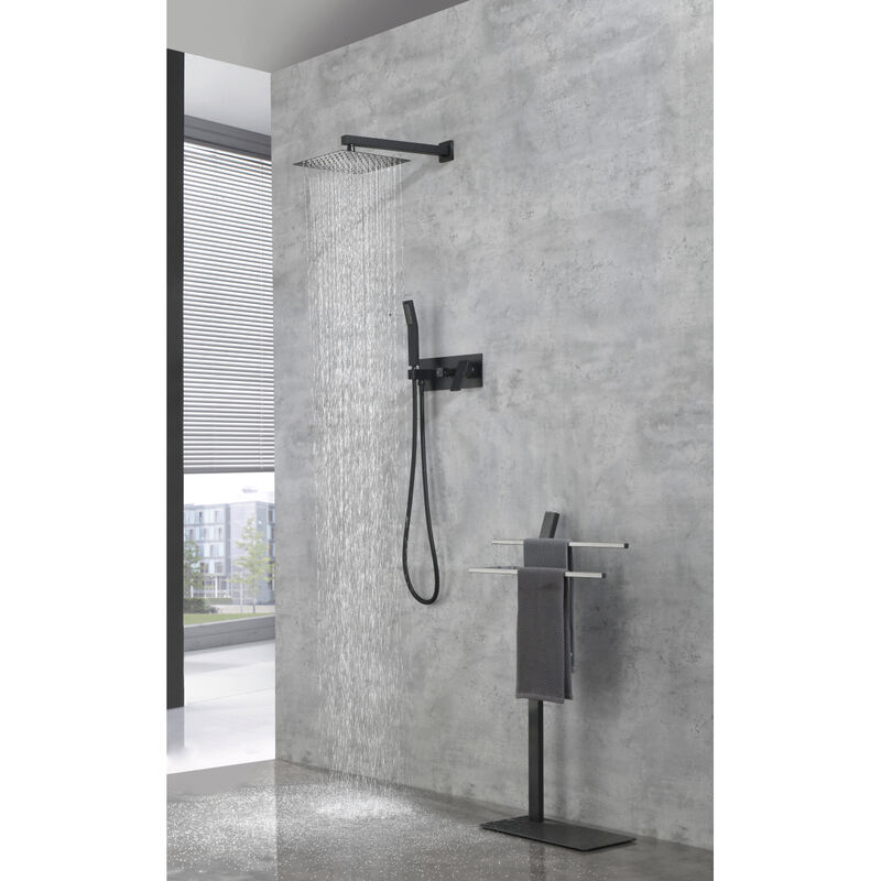 Brass Shower Faucet Set Shower System 10 Inch Rainfall Shower Head With Handheld Sprayer