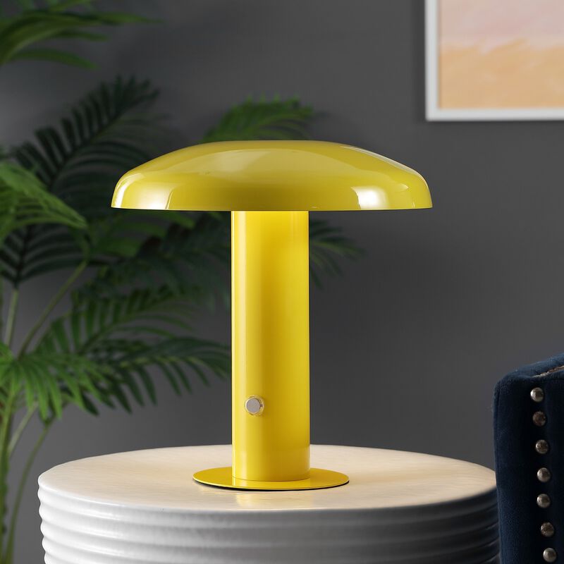 Suillius Contemporary Bohemian Rechargeablecordless Iron Integrated LED Mushroom Table Lamp