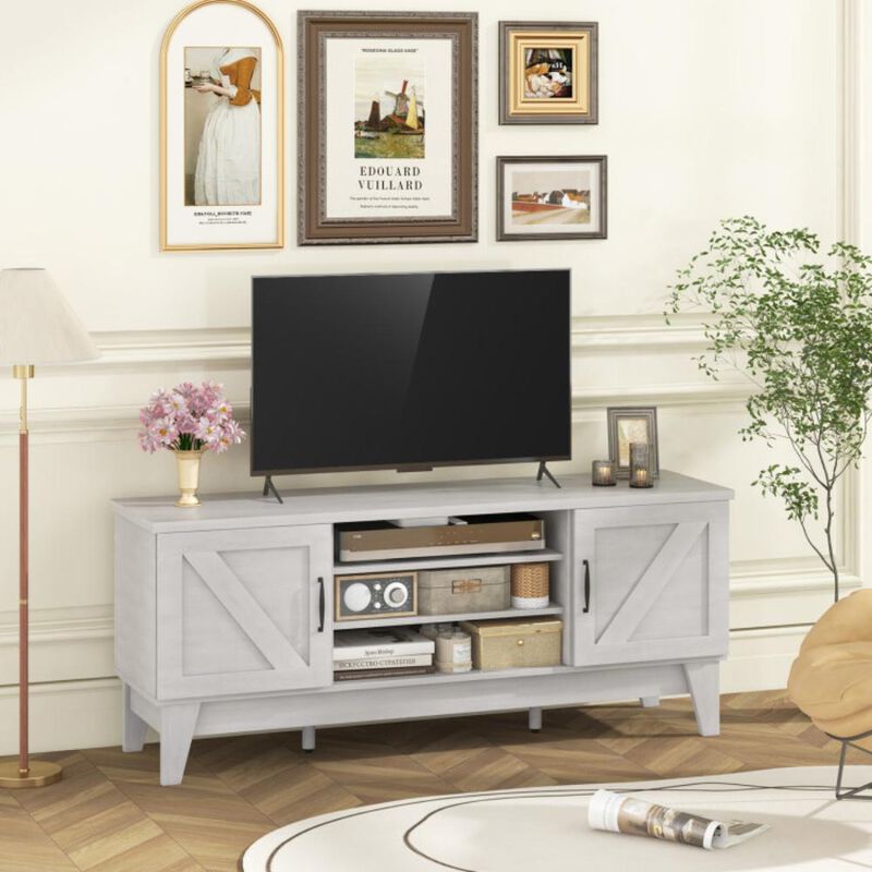 Hivvago Farmhouse TV Stand for TVs Up to 65 Inches with 2 Barn Door Cabinets