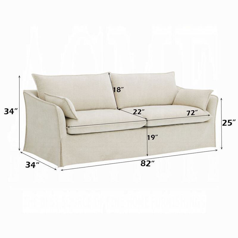 Seya Modern Sofa with 2 Pillow, Beige Linen Plush Cushions, 82 Inch image number 5