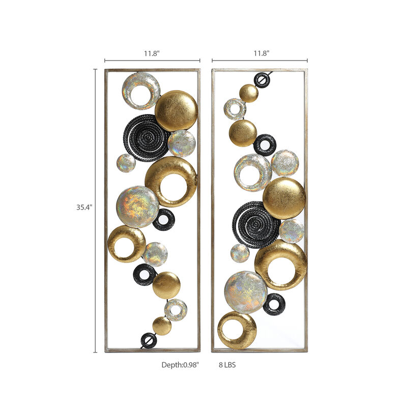 36" Orbis Abstract Metal Wall Art Decor 2PC Set image number 9