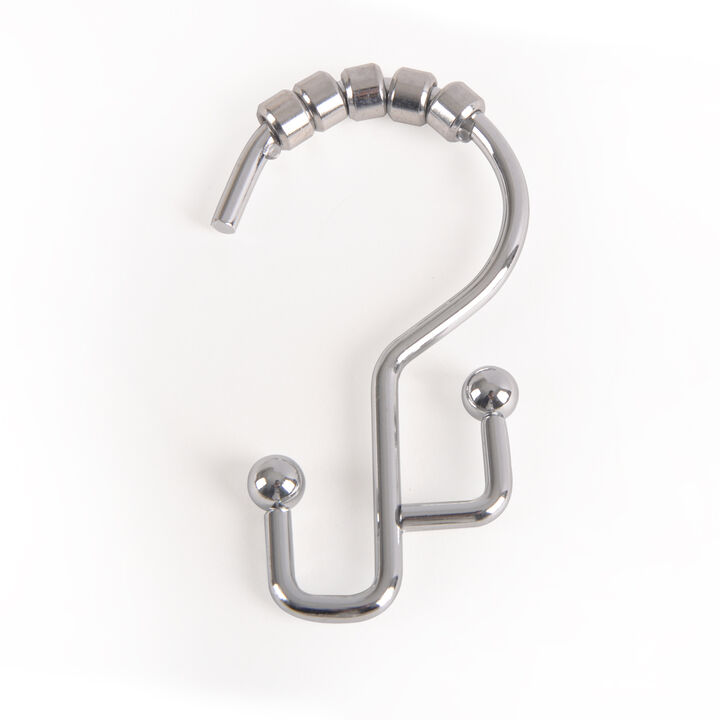 Utopia Alley Rust-Resistant Stepped Metal Double Shower Curtain Hooks, Easy Glide Metal Shower Hooks Hangers for Bathroom, Kitchen Utensils, Curtains, Clothing, Towels etc - Set of 12