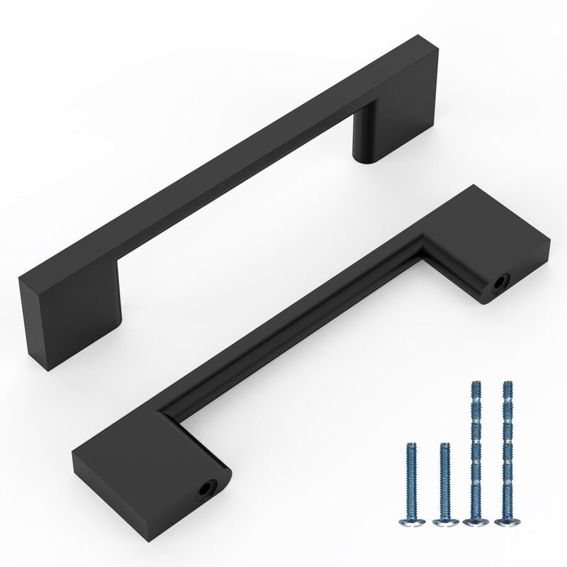 KNOKLOCK 10 Pack 3.75 Inch(96mm) Kitchen Cabinet Handles Matte Black Cabinet Pulls Kitchen Cabinet Hardware Drawer Pulls for Cup