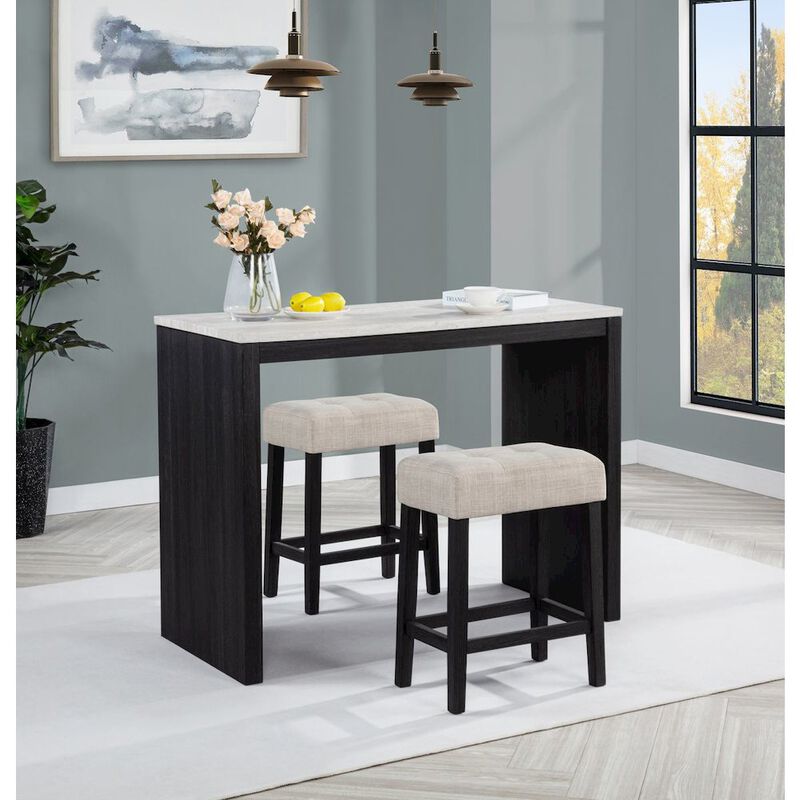 Caden Rectangle Counter Height Bar Table, Beige/Black Charcoal