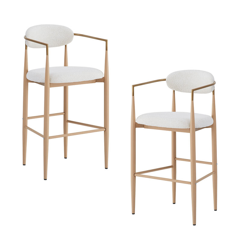 Merax Counter Height Upholstered Bar Stools with Metal Legs( 2 PCS)