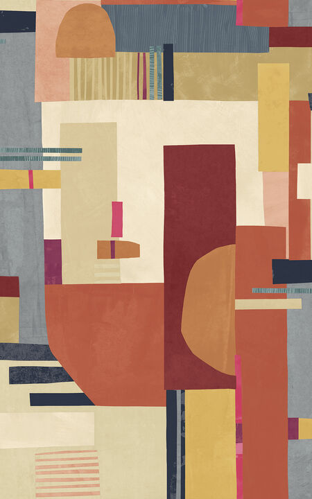 Rhodes Red Blocs Wallpaper (Set of 2)