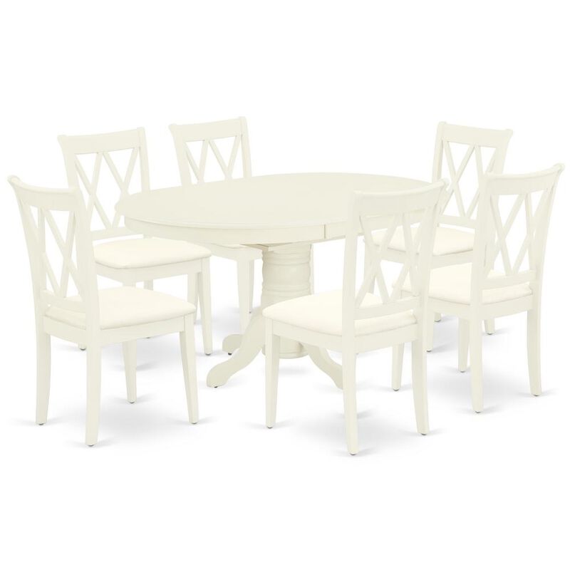 East West Furniture Dining Room Set Linen White, AVCL7-LWH-C