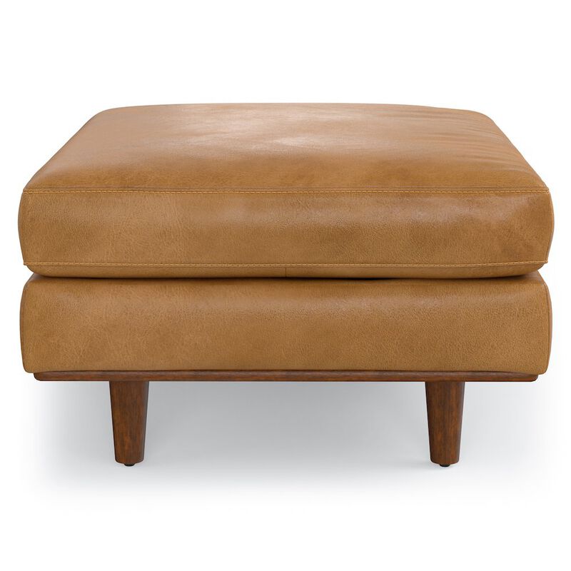 Simpli Home Morrison Ottoman In Genuine Leather