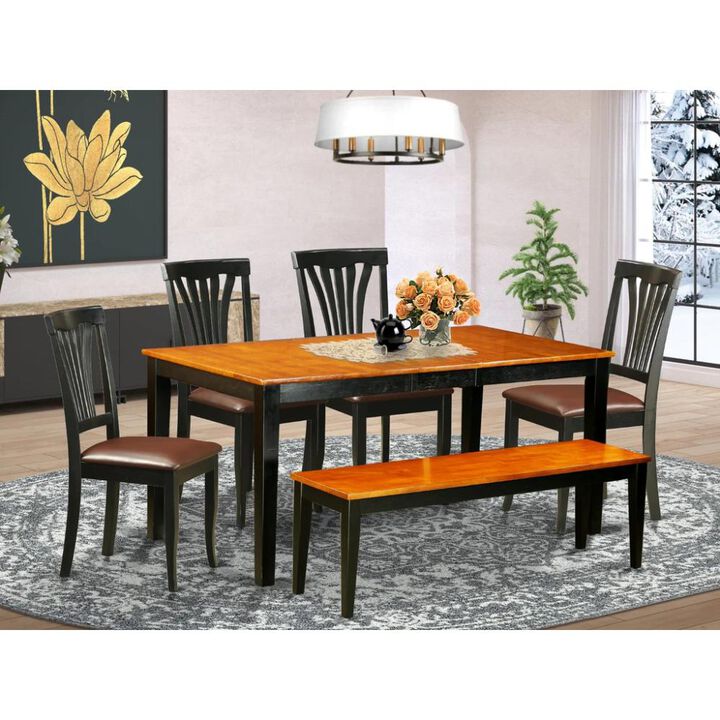 6 PC Kitchen Table set-Dining Table and 4 Dining Chairs plus a bench