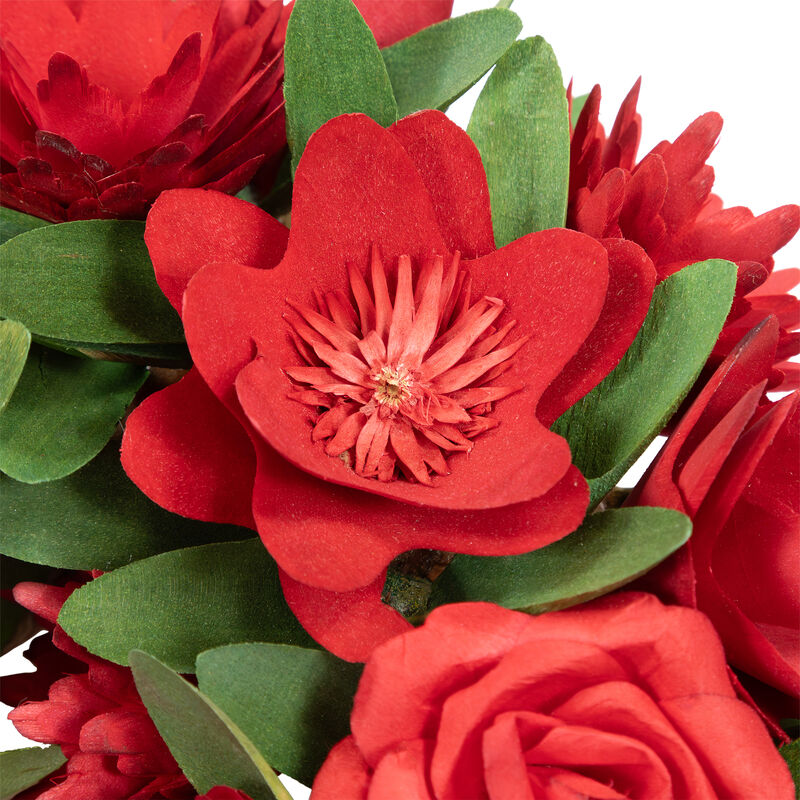 Mixed Floral Artificial Valentine's Day Heart Wreath - 15" - Red image number 3