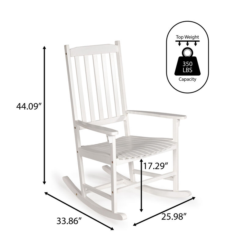 Seagrove Farmhouse Classic Slat-Back Acacia Wood Outdoor Rocking Chair