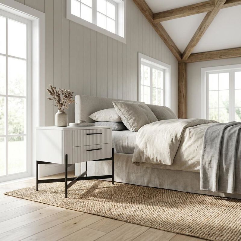 White Transitional Bedroom Nightstand with Sleek Design and Durable Construction image number 1