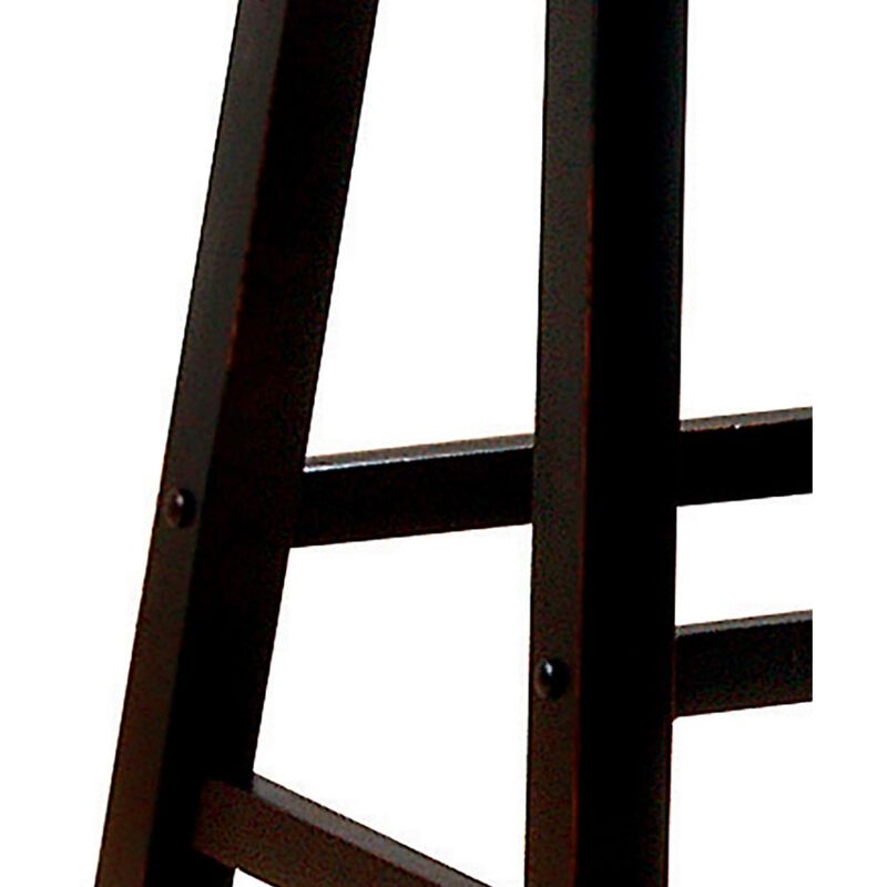 Wooden Casual Counter Height Stool, Dark Brown, Set of 2-Benzara image number 3