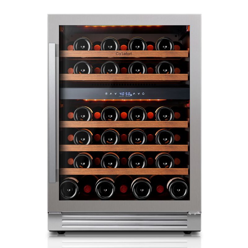 Wine Fridge 24 Inch 52 Bottle Wine Refrigerator, 40-65&deg;F Dual Zone Wine cooler,3 Color LED,Built-in for Home/Bar image number 0
