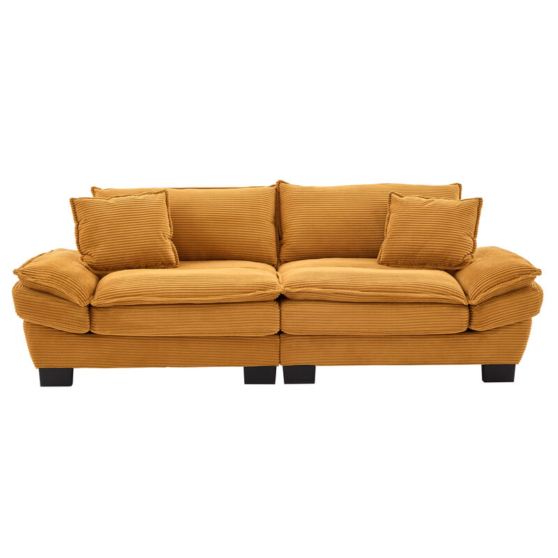 Merax Corduroy Sofa Loveseat Sofa with Pillows