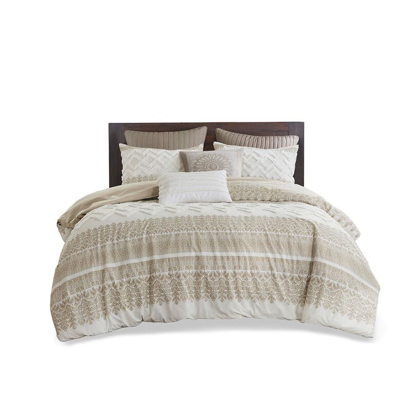 Gracie Mills Robbins Chenille Tufted 3-Piece Cotton Duvet Cover Set