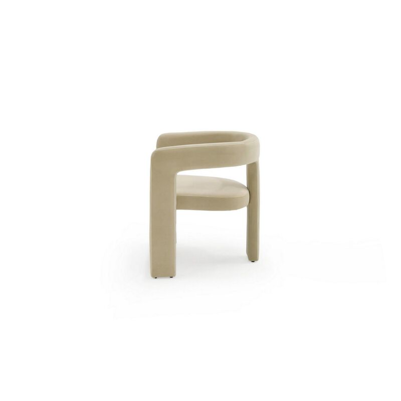Lavi 26 Inch Dining Chair, Cushioned, Curved Open Back, Beige Upholstery - Benzara image number 2