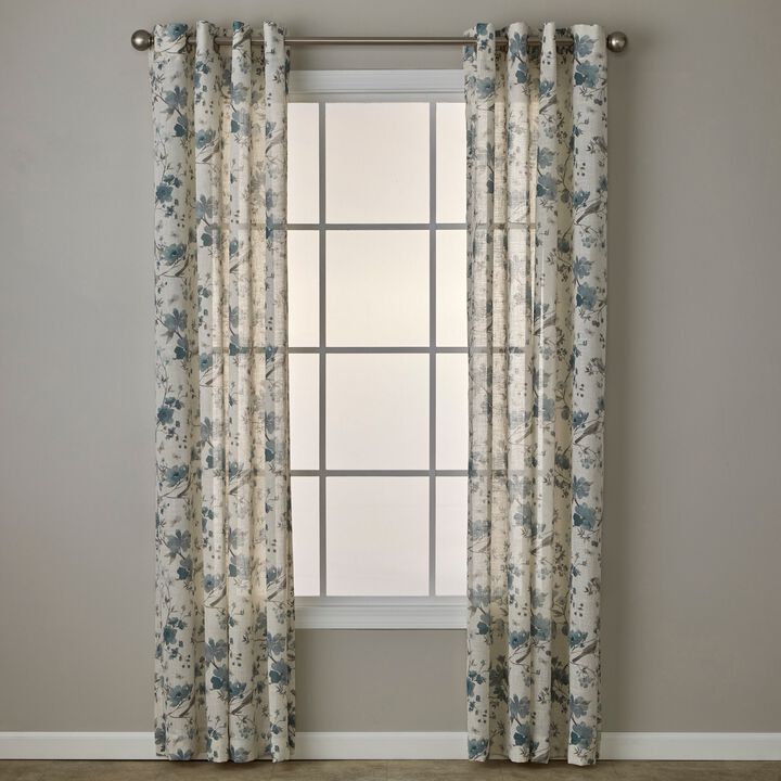 SKL Home By Saturday Knight Ltd Shelby Floral Window Curtain Panel - 52X63", Teal