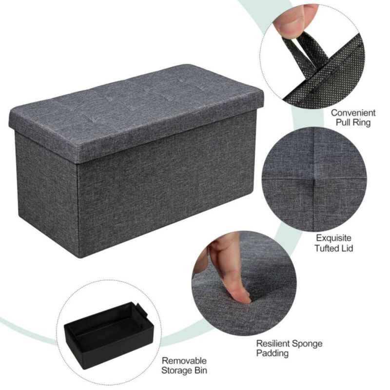 Hivvago 31.5 Inch Storage Ottoman Footrest with Removable Storage Bin