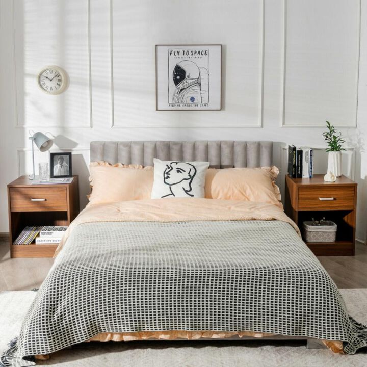 Hivvago 2 Pieces Nightstand with Storage Drawer and Cabinet