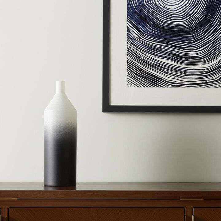 HomeRoots 20" Black And White Ombre Metal Table Vase