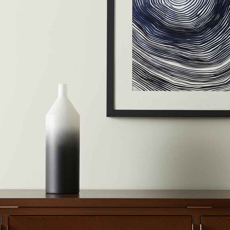 HomeRoots 20" Black And White Ombre Metal Table Vase image number 1