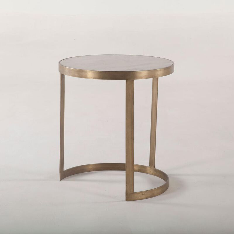 World Interiors Leonardo White Marble Side Tables with Antique Bonze Base, Set of 2 image number 3
