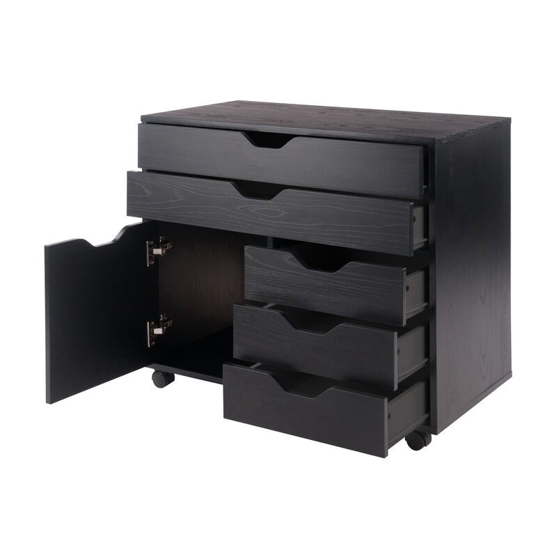 Halifax Wide Storage Cabinet, 3-Small & 2-Wide Drawers, Black image number 2