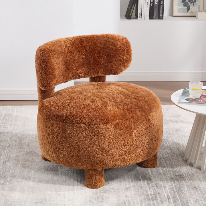 GOODSILO Curved Wingback Accent Chair with Plush Fur Fabric Upholstery for Enhanced Comfort and Modern Seating