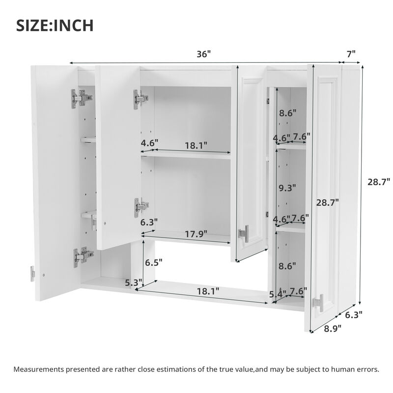ELEMENT ACE Modern Wall-Mounted Bathroom Storage Cabinet with Adjustable Shelves image number 2