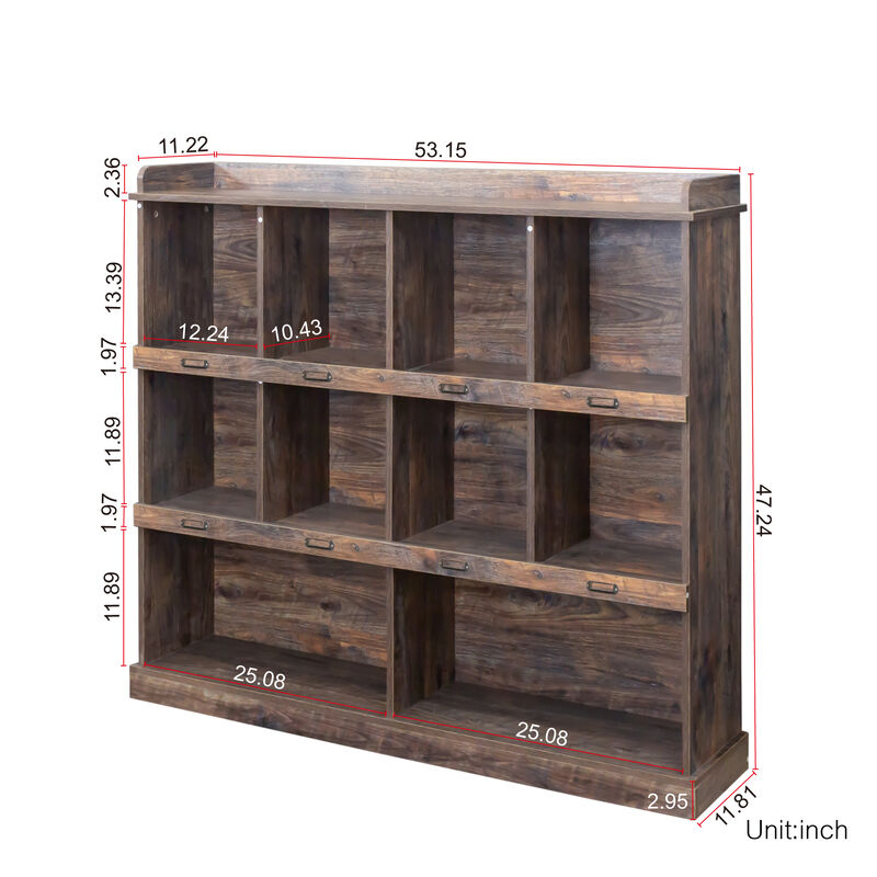 47.24 in. Tall Espresso Wood 3-Shelf Bookcase