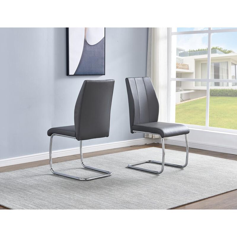 Best Master Furniture Gudmund 2-piece Modern Dining Chairs in Gray Faux Leather