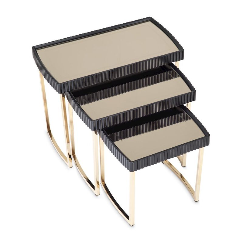 Michael Amini Lisbon Nesting Tables, Set of 3 - Silken Matte Black