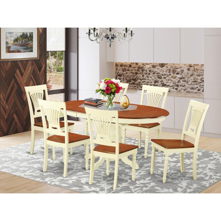 7 Pc Dining set-Oval Table with leaf and 6 Dining Chairs