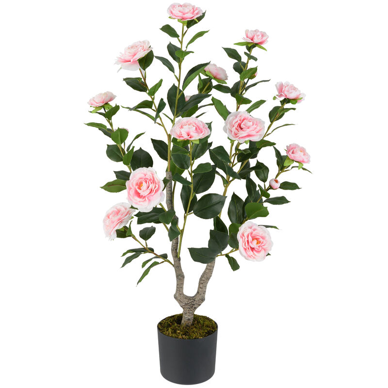 Faux Camellia Flower Tree with Lifelike Blooming Flowers image number 0